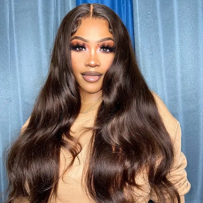 IAMSHERIKSB #4 Brown Colored Body Wave13x4/5x5 HD Lace Front Wigs Virgin Remy Human Hair Wig