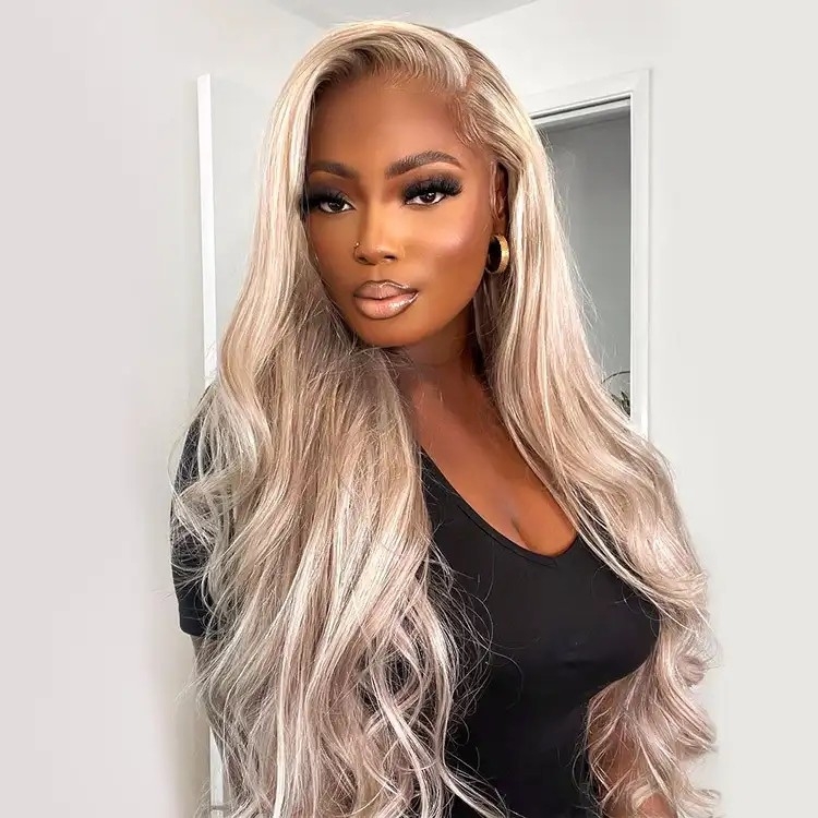 IAMSHERIKSB Exclusive Original Blonde Highlight #P18/613 Body Wave Human Hair Wigs Blonde Hair With Highlights For Sale