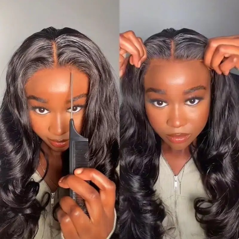 IAMSHERIKSB Hair Body Wave Wear & Go Glueless 6x4 Lace Closure Wig Pre Cut Lace with Natural Hairline Beginner Friendly