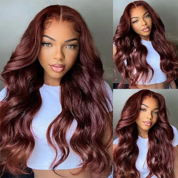 IAMSHERIKSB  #33 Reddish Brown Auburn Color Body Wave 13x4 Lace Frontal/5x5 HD Lace Closure Wigs Human Hair Wigs