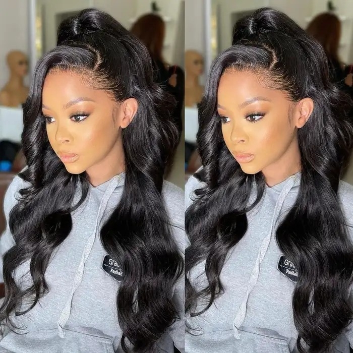 IAMSHERIKSB 360 HD Lace Frontal Body Wave Wigs Pre Plucked Brazilian Remy Human Hair Wigs