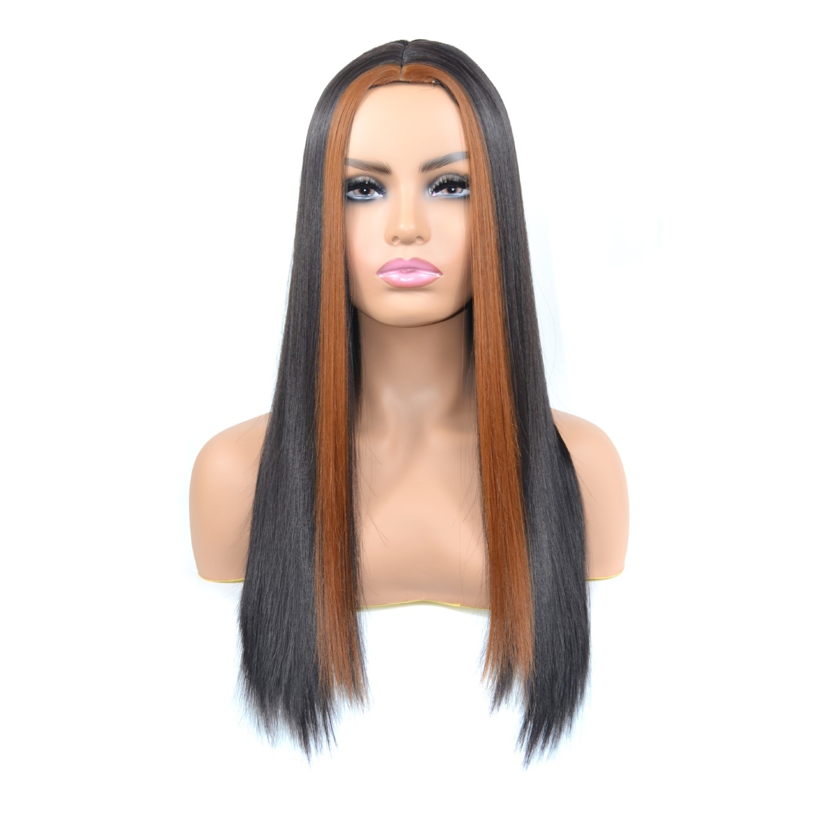 European and American Style Long Straight Hair Wig, Middle Parting Dyed Light Brown Hairpiece, Soft and Natural Long Hair Wig for Women