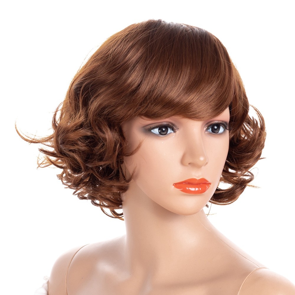 Exported Short Wig Head Cover, Synthetic European and American Style Short Curly Hair Women's Wig, Fashionable Wavy Hair Cover Wholesale