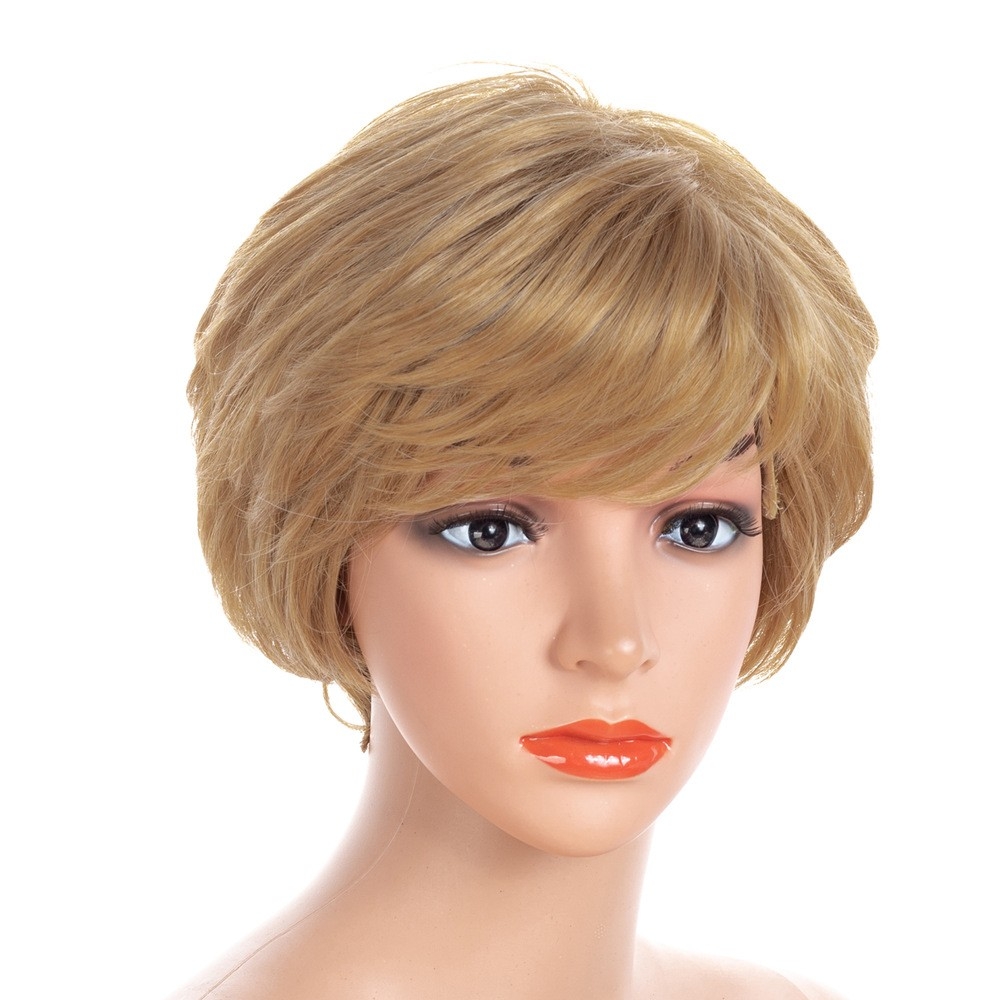 European and American Style Women's Wig Head Cover, Exported Short Curly Hair Wig Head Cover, Synthetic Fluffy Wavy Short Hair Cover