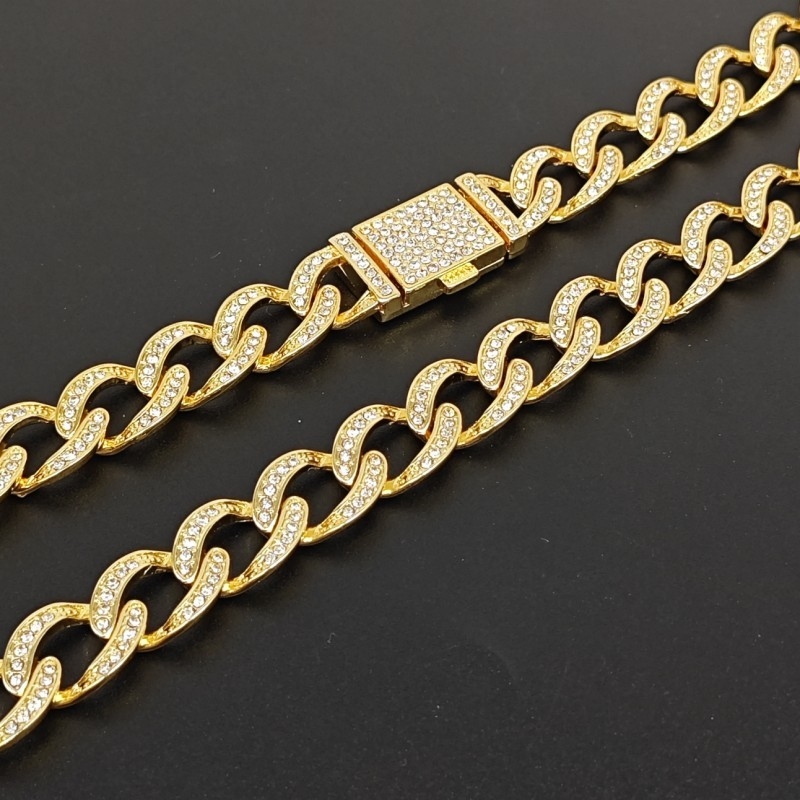 Exquisite Ins 12mm Women's Cuban Chain Diamond Jewelry Hiphop Necklace