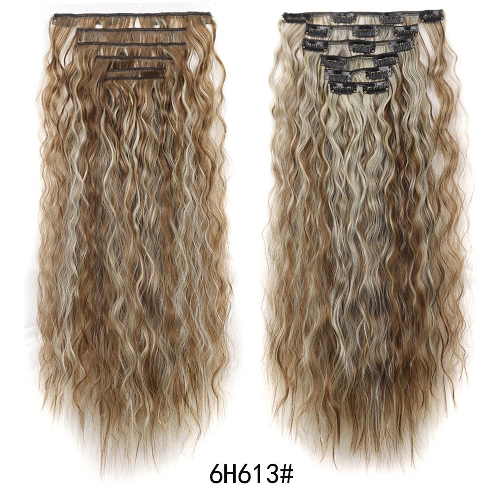 Hair clip-in hair extensions Synthetic high-temperature fiber long straight seamless hairpiece 16 clips set