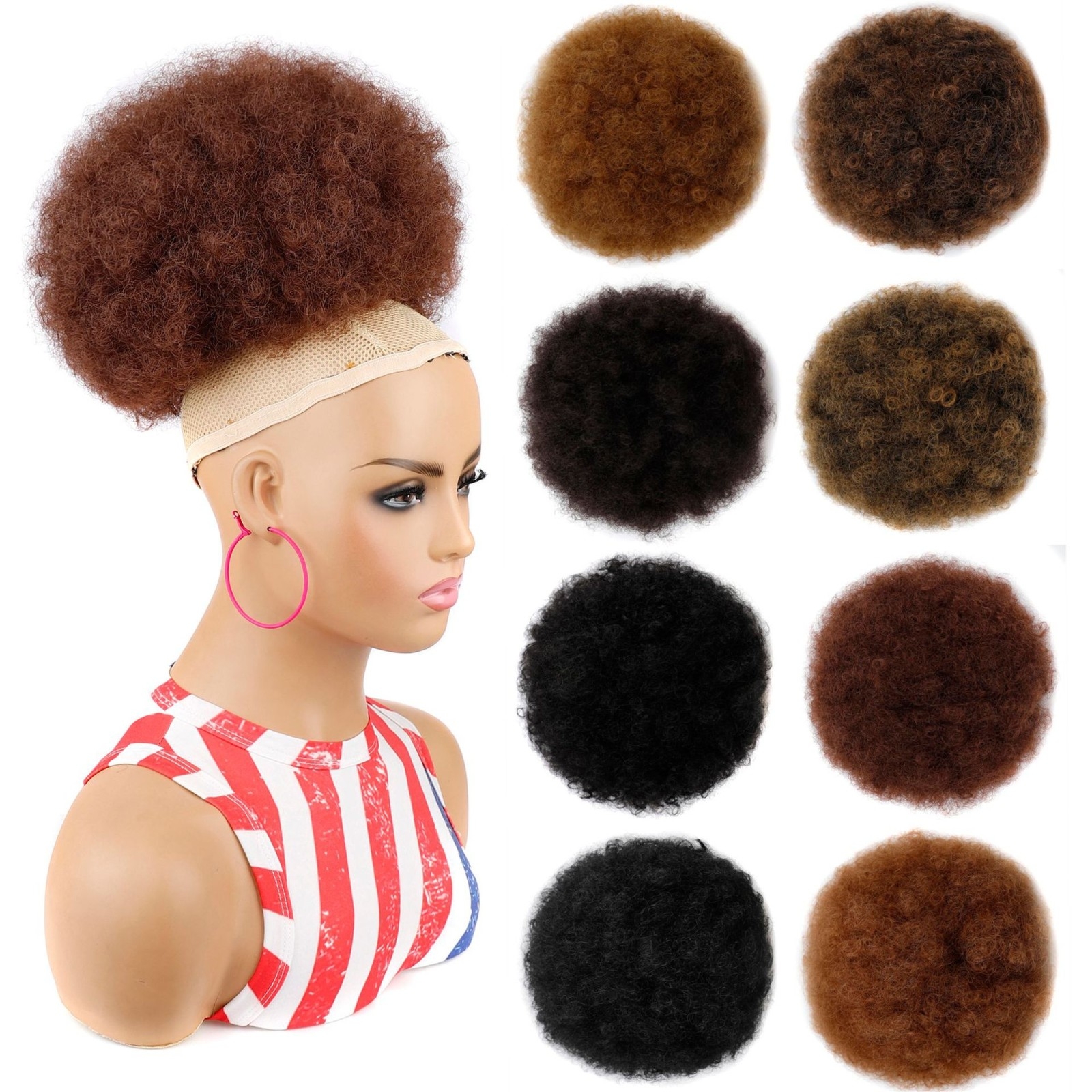 10-inch large African hair bun Explosion puff hair bun synthetic hair bun afro puff hair bun