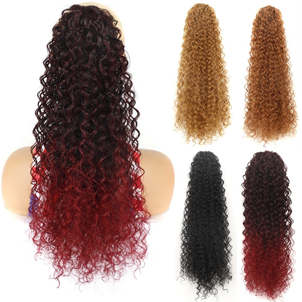 Voluminous Long Curly Hair Extension Ponytail - Export-ready 19-inch curly ponytail for adding volume and length to your hair.