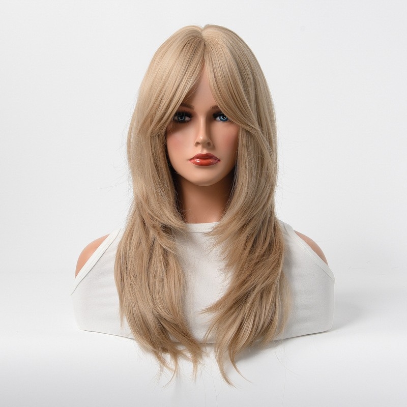 New Cross-Border Synthetic Wig with Eight-Shaped Bangs, Multiple Colors, and Medium Length - Suitable for Daily Use