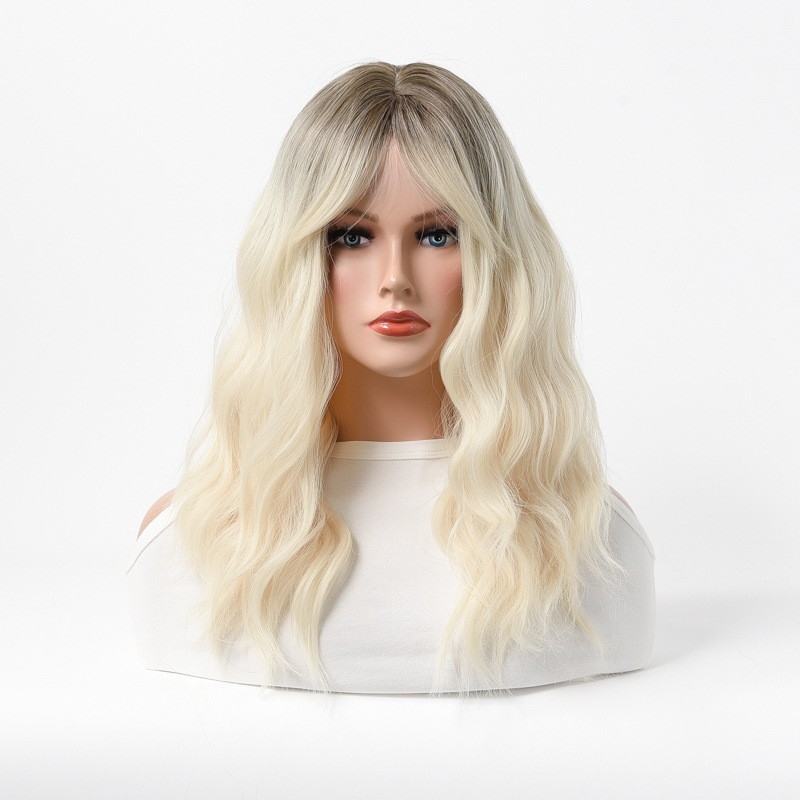 Fashionable Rose Net Wig Cap with Synthetic Fiber, European and American Headband Dyed Long Curly Hair - Ideal for Modeling