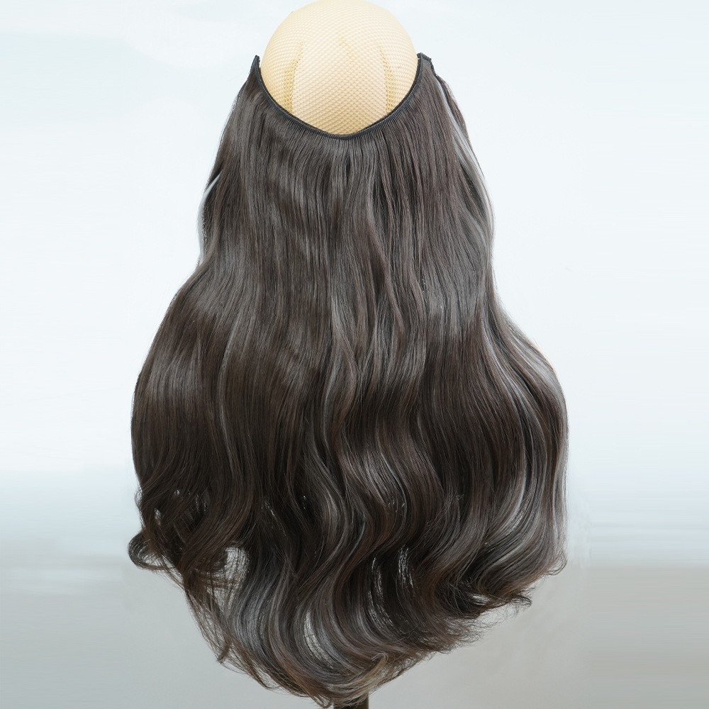 Wholesale Cross-border European and American V-shaped Ombre Gray Hair Clip-in Extensions for Large Wavy Hair