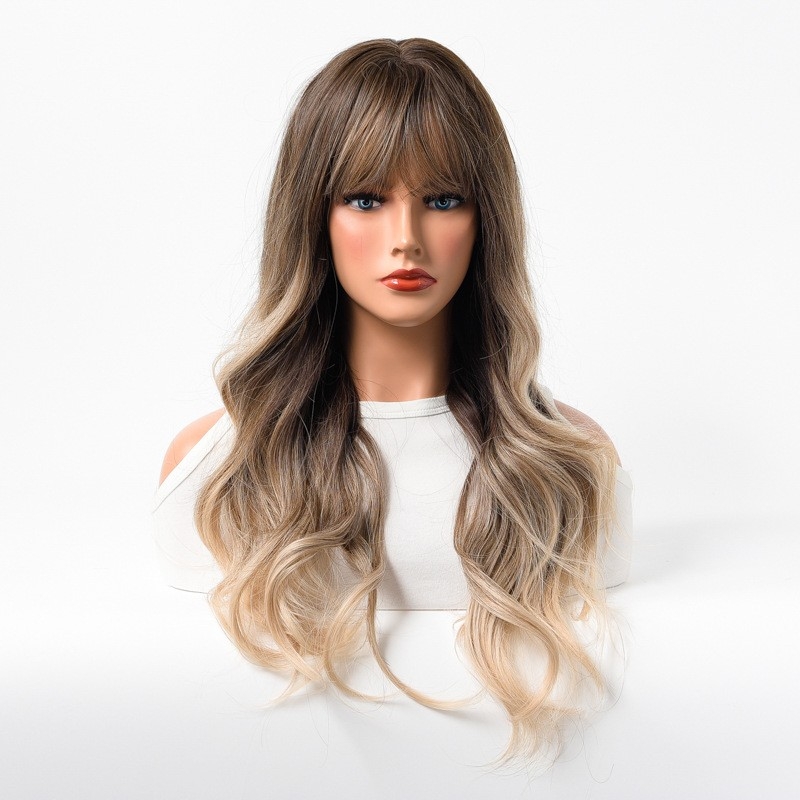 Cross-Border Wig for Women - European and American Style - Long Hair - Full Head Wig - Curly Human Hair - High-Temperature Silk