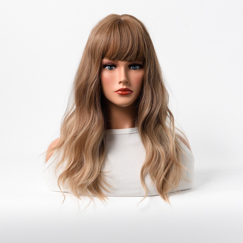 Fashionable European and American Style Wig - Golden and Brown - Realistic and Breathable - Cross-Border Supply - Full Head Wig for Women - New Hairstyle