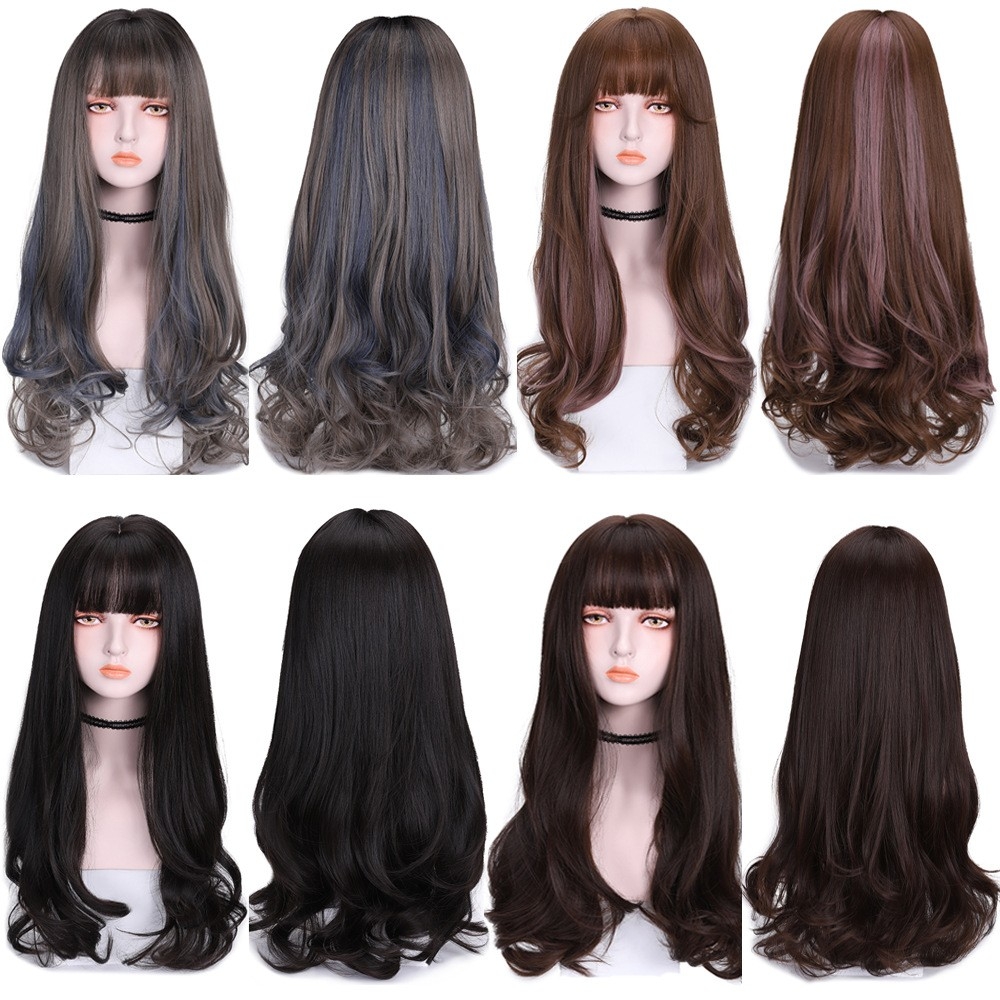 Yiwu Factory New Korean Wig Women's Foreign Trade Long Curly Fiber Matte High-Temperature Silk Wig Wholesale