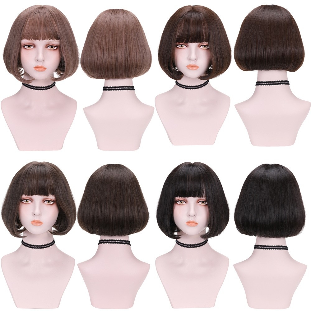 Japanese and Korean New Arrival Wig for Women, Bubble Hair with Air Bangs, Natural Look, Face-Framing Short Hair, Voluminous Curls, Inside Curl Hairpiece