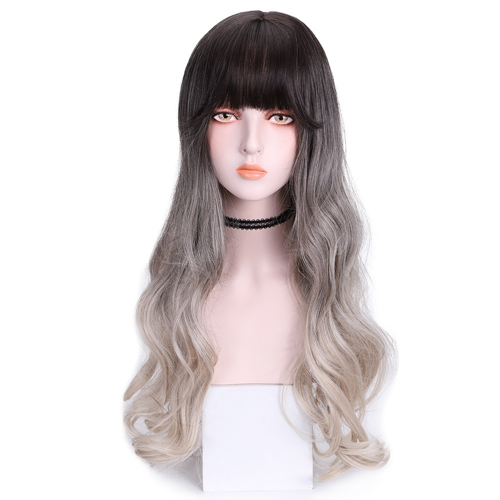 Yiwu Manufacturer Wig for Women, Multicolor Gradient, Cross-Border Popular Fashionable Long Curly Hair, Available for Wholesale