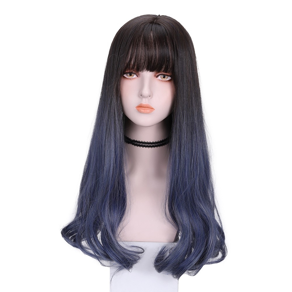 Manufacturer Wholesale Wig for Women with Long Hair, Three-Color Gradient, Long Curly Hair, Colorful Trendy Hairpiece, Full Head Coverage, Foreign Trade