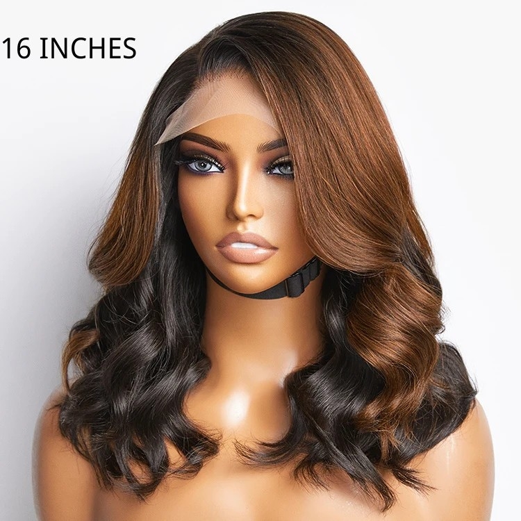 Trendy Brown With Black Peekaboo Loose Wave Glueless 5x5 Closure Lace Wig