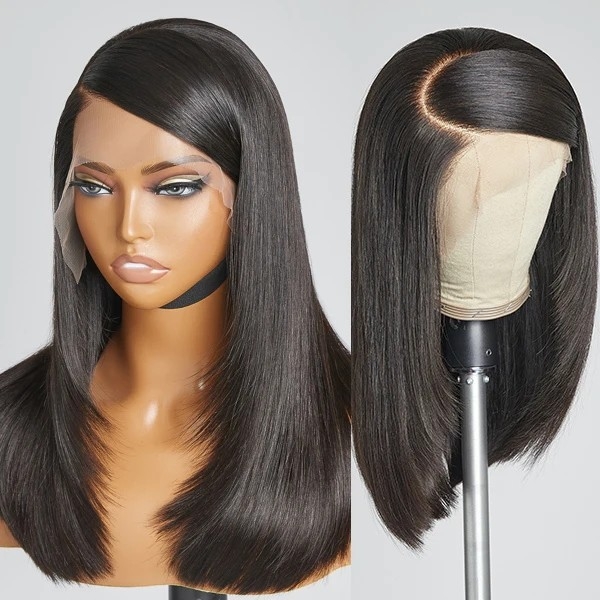 Limited Design | 90s Inspired Side Swoop Silky Straight 13x4 Frontal Lace Long Wig 100% Human Hair