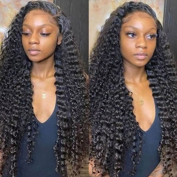 Deep Wave Glueless Wigs HD Transparent 13x6 Lace Frontal Wigs Pre Bleached Knots