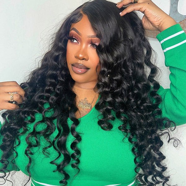 Effortless Wear & Go Loose Deep Wave Wigs - HD Transparent 13x6 Lace Front with Pre-Cut Lace