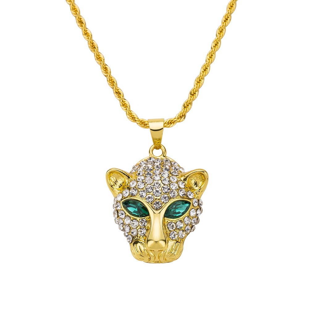 AliExpress New Necklace: Hip-hop Leopard Head Necklace, European and American Fashion Inlaid Diamond Pendant, Wholesale from Manufacturers