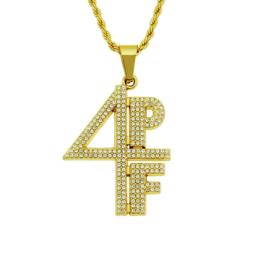 Minimalist and Personalized Inlaid Diamond Letter and Number Pendant, Men's European and American Hip-hop Street Cool Pendant Accessory