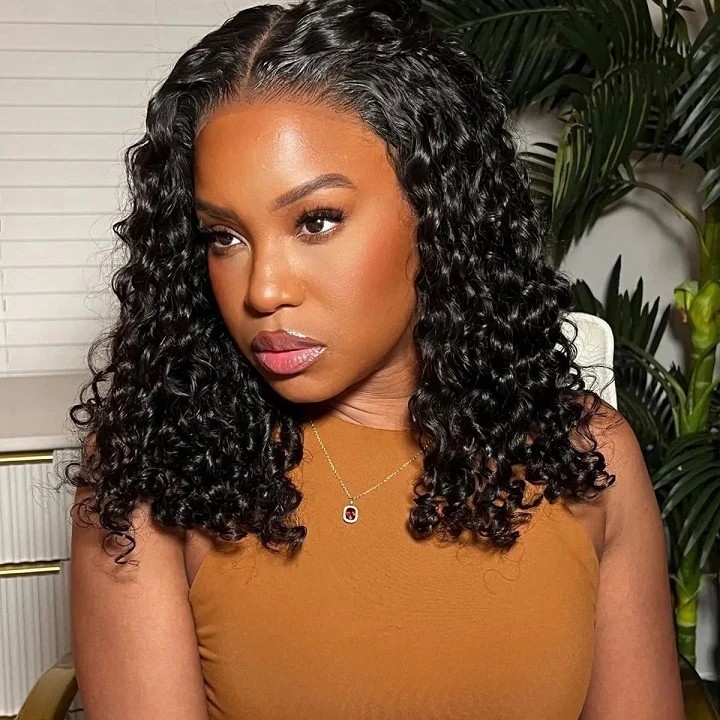 Pre Cut Lace Glueless Deep Curl 5x6 Lace Bob Preplucked Human Hair Wig