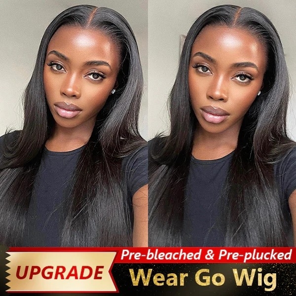 Straight Pre-Bleached Knots Wear Go Glueless Wigs Pre Cut Lace 4x6 HD Lace Closure Wigs