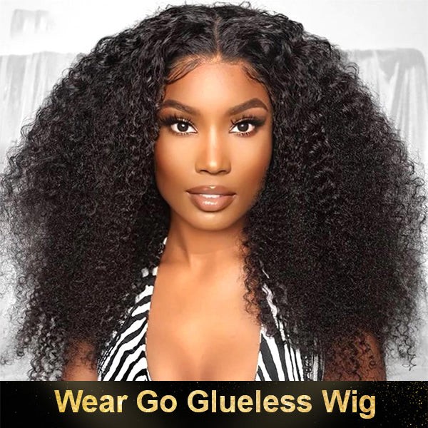 Afro Curly Hair Wear Go Glueless Wigs 4x6 Pre Cut HD Lace No Glue Needed