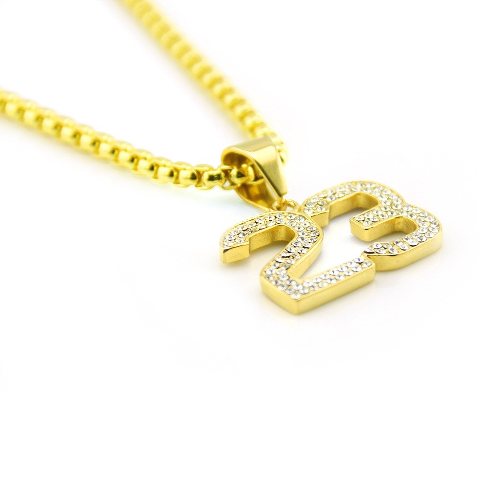 New Trendy HIPHOP Hip-Hop Plated Diamond Number 23 Pendant Necklace - Hot Selling Men and Women's Fashion Accessory