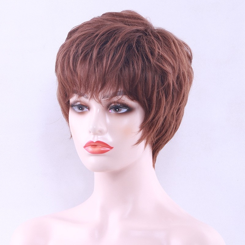 Wigs for Women Short Hair Natural Realistic Synthetic Fiber Whole Top Head Cover Cross-border E-commerce Style Source Factory Spot Wholesale