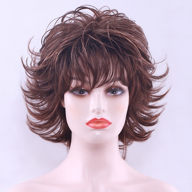 Wigs for Women Short Hair Whole Top Head Cover Realistic Natural High Temperature Silk Hair Cross-border E-commerce Style Source Factory Wholesale