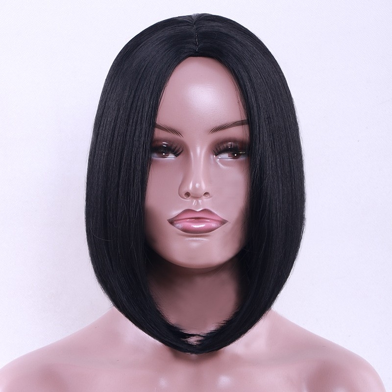 Factory Wholesale Direct Sale Cross-border Fake Hair Head Cover for Women's Short Hair African European and American Top Fiber High Temperature Silk Wig