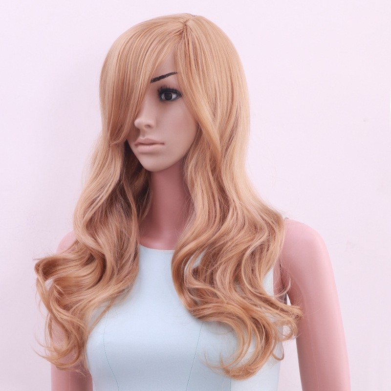 Factory Direct Sale in Stock Wholesale Cross-border E-commerce Style Wig for Women's Long Hair Big Wave Curly Hair High Temperature Silk Fake Head Cover