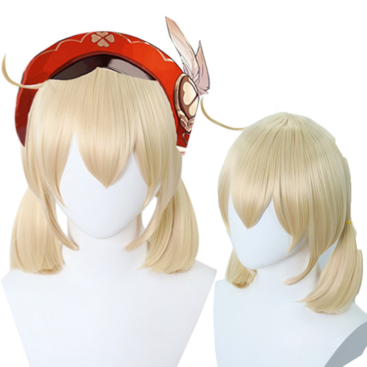 Cosplay Anime Wig - Genshin Impact Klee Wig, Runaway Sun Dual Ponytails Mixed Color Style