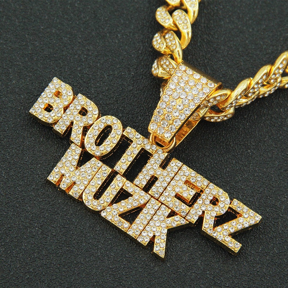 Cool Letter Double-row Spliced Pendant - European and American Hip-hop Necklace