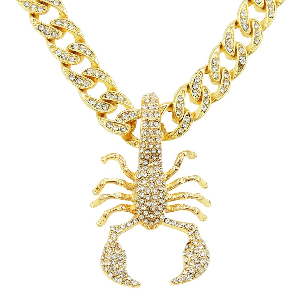 3D Scorpion-shaped Full Diamond Pendant - European and American Hip-hop Necklace