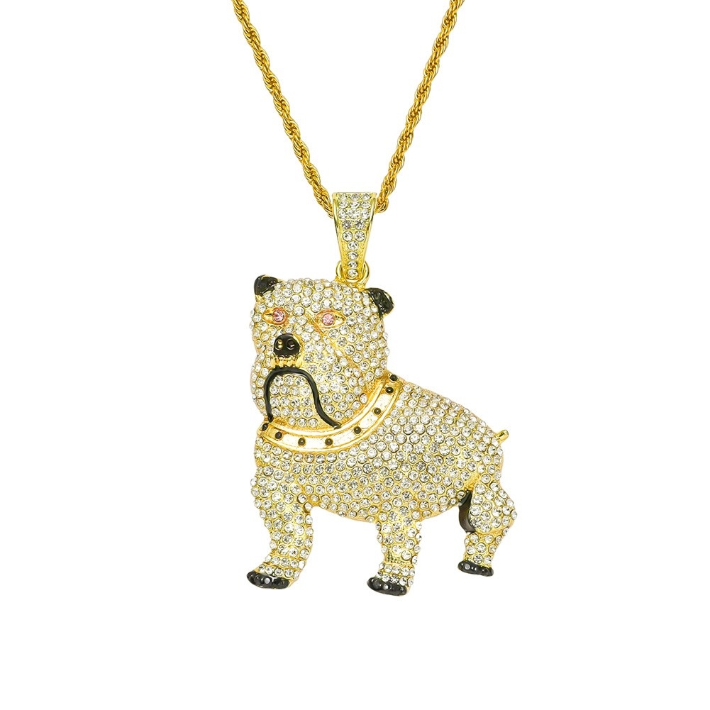 Edgy European and American Hip-Hop Bulldog Pendant - Fully Studded Nightclub Accessory for Men