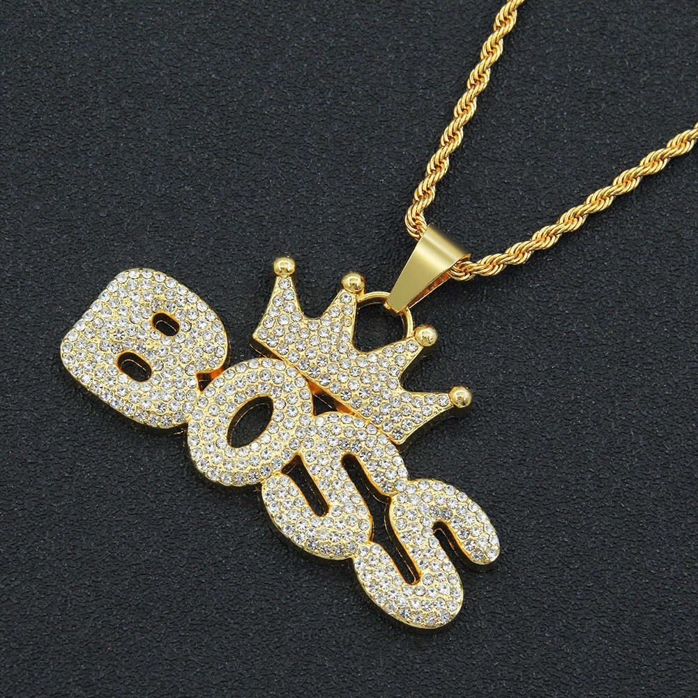 Trendy Exaggerated Crown Letter Boss Pendant - Cool Hip-Hop Accessory for Fashionable Individuals