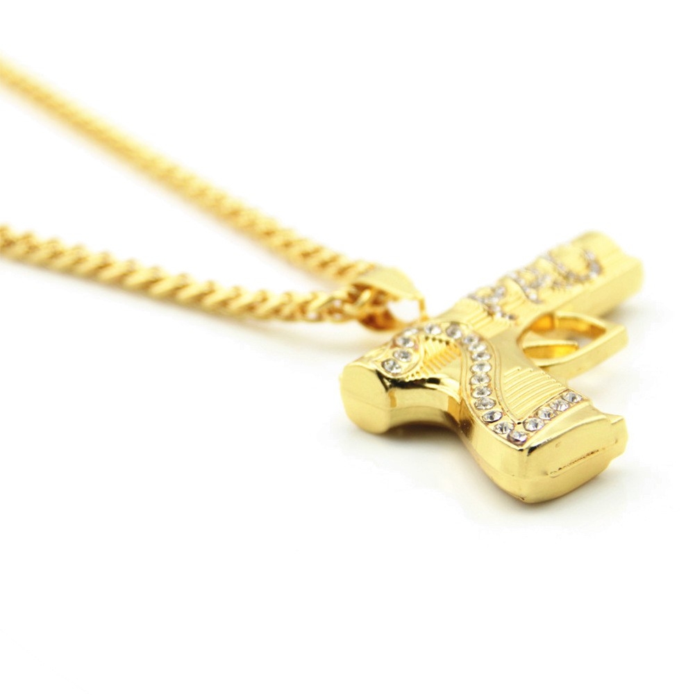 European and American New Digital Collarbone Chain Jewelry - Hip-Hop Accessory with Gun-Shaped Letters