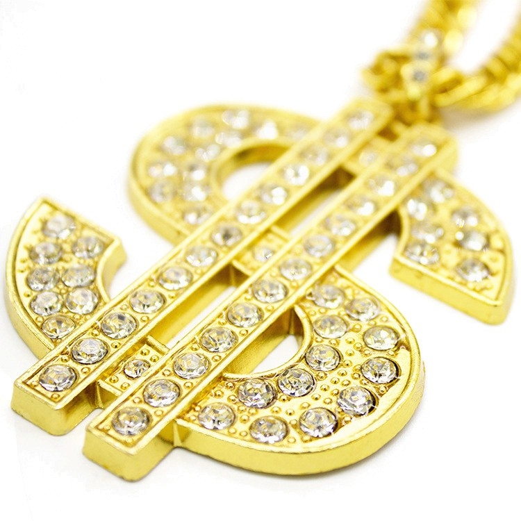 Popular High-Quality HIPHOP Dollar Pendant - European and American Men's Hip-Hop Necklace