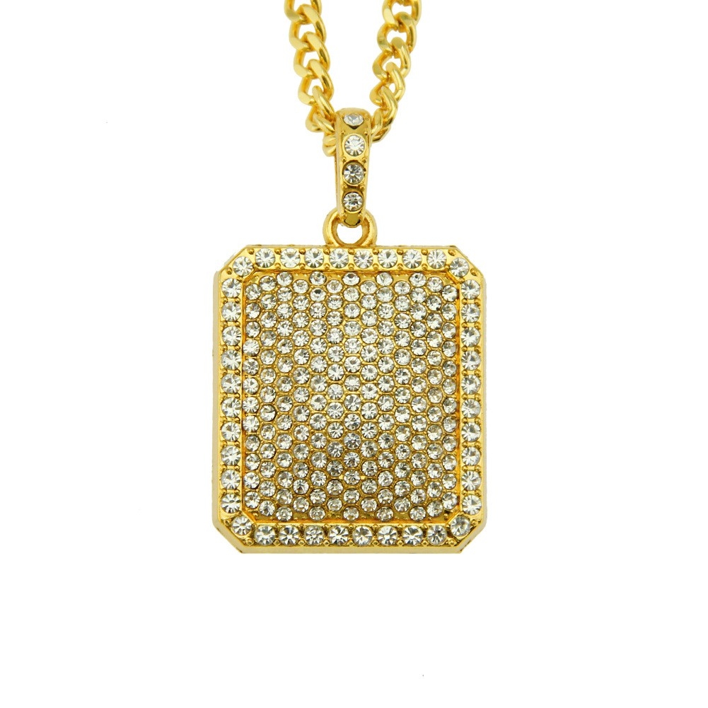 Hip Hop Iced Out Bling Bling Necklace - Military Dog Tag Necklace Full of Diamonds