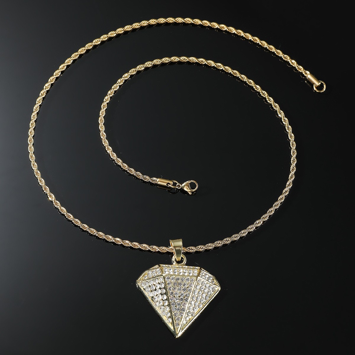 Trendy Hip Hop Necklace - Extravagant Triangle Diamond Pendant for Nightlife