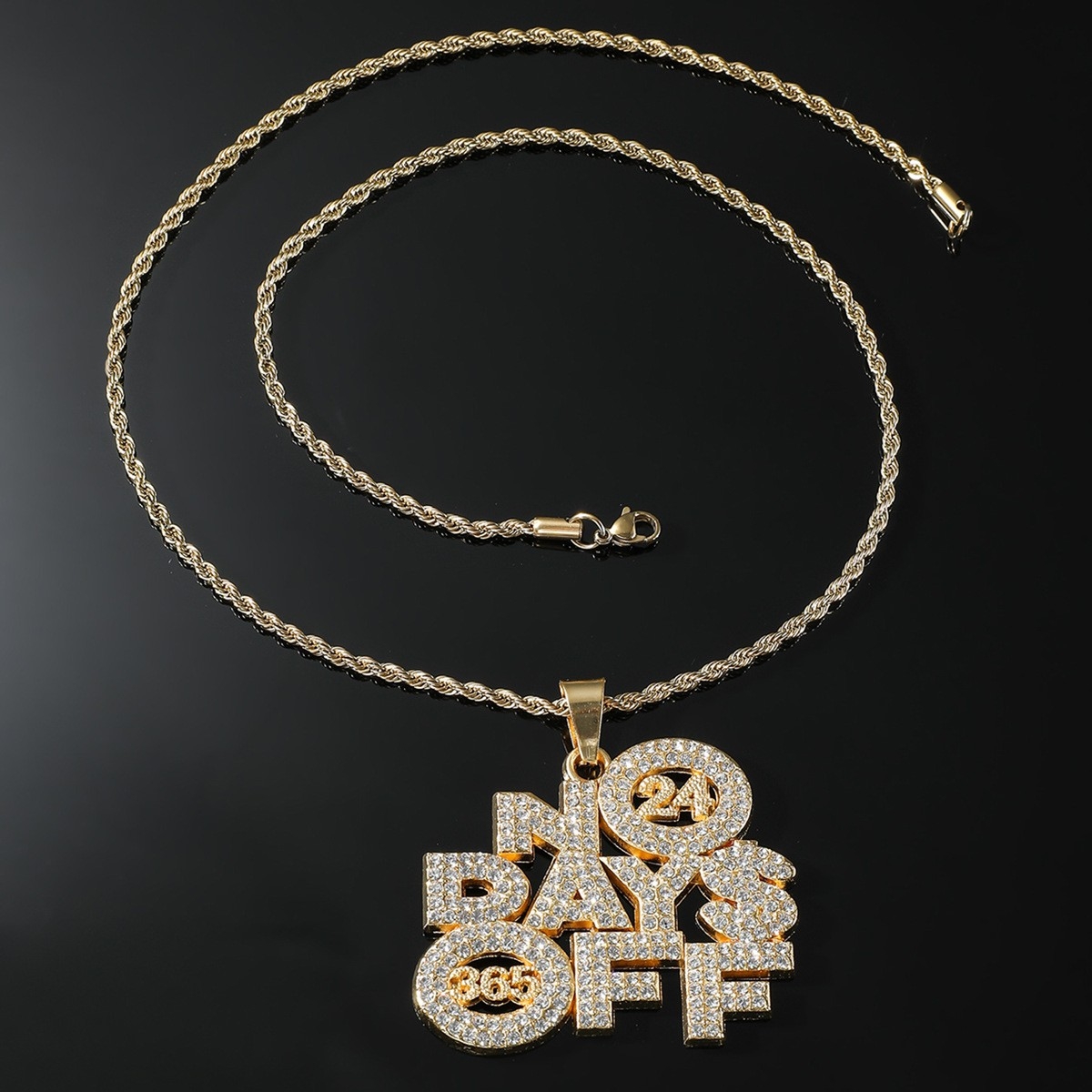 Hip Hop Diamond Letter Pendant Necklace - Fashionable Unisex Nightclub Accessory