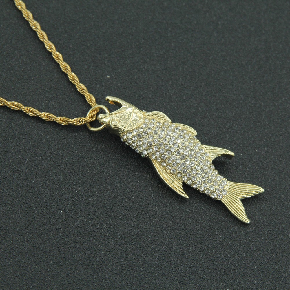 Hip Hop 3D Iced Out Fish Pendant - Unique Nightlife Animal Fish Pendant