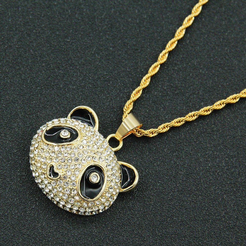 Hip Hop 3D Iced Out Panda Pendant - Fashionable Nightlife Sweater Chain