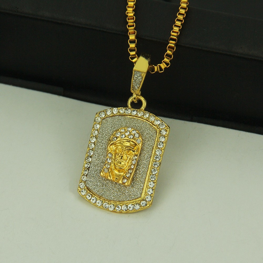 Hip Hop Iced Out Sparkly Figure Dog Tag Pendant - Men's Hip Hop Accessory