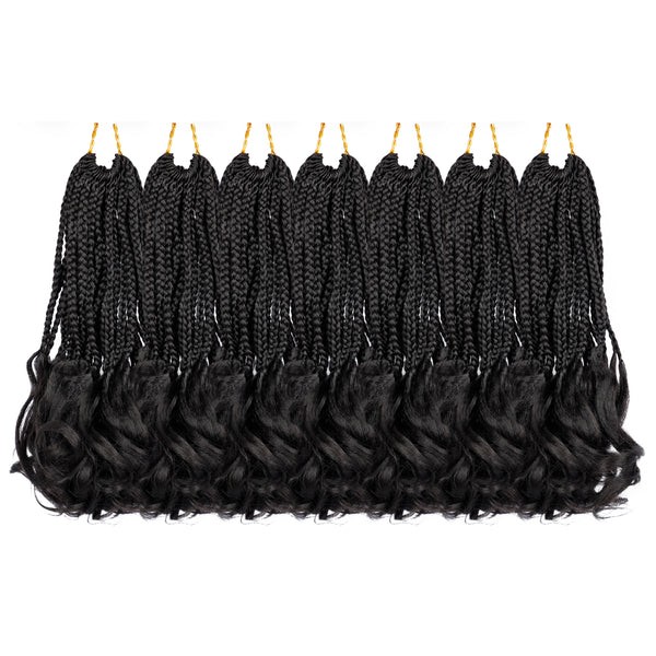 French Curly Box Braids Crochet Hair (7 Packs) Pre Looped Synthetic Hair Extensions 7 Colors