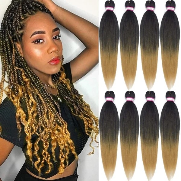 Gogoodhair (20-28Inch 1B/27#) Pre-Stretched Braiding Synthetic Hair, 8 packs Crochet Braids Hair Extensions